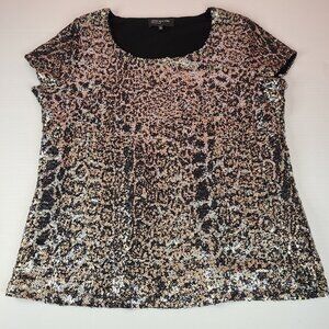 Jones New York Animal Snake Print Sequin Top Size XL